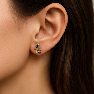 NWT Gold-Tone Giraffe Stud Earrings w/ Crystals 1 cm tall  Free Gift Wrapping